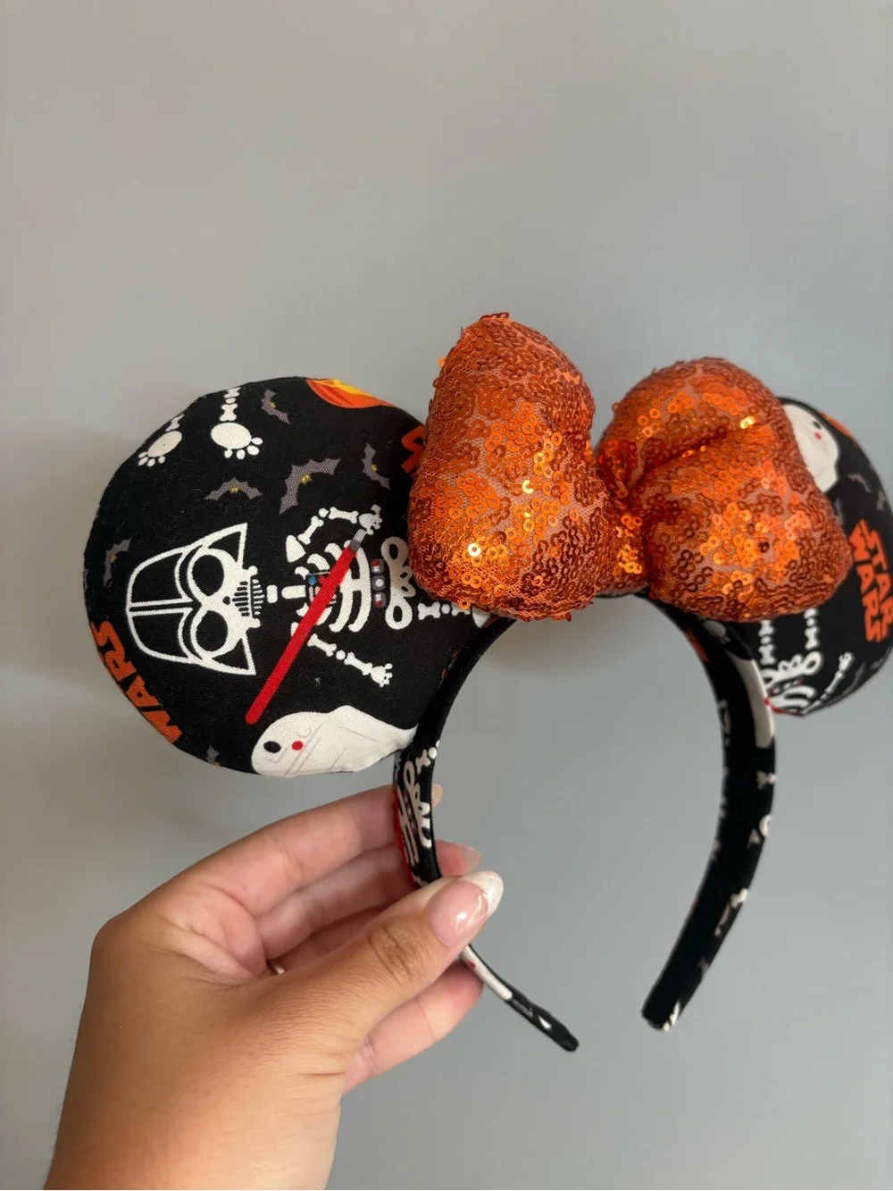 Star Wars Halloween Sequin Bow Mouse Ears Headband - Black & Orange